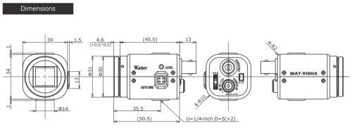 WAT-910HX    1/2" Multi-Function, NIR Sensitivity (Jog dial type)  EIA / CCIR - CISopto